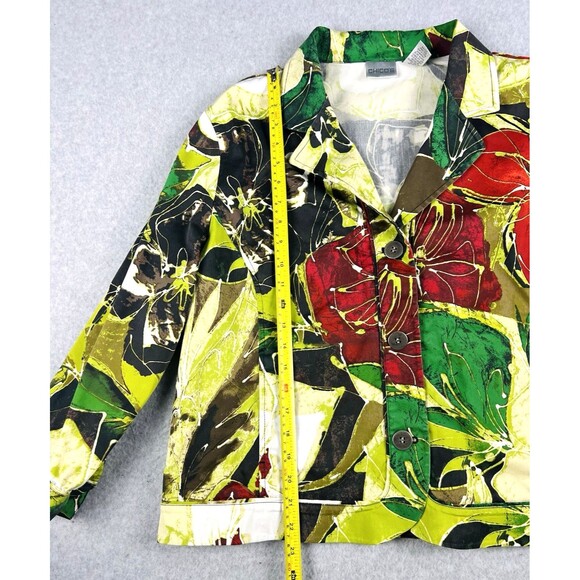 Chicos Art to Wear Floral Blazer Womens 3 Multicolor Button Front Jacket - Picture 8 of 12